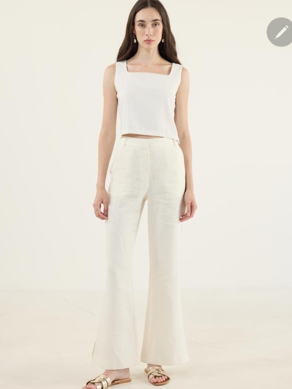 OGL Cream High-Rise  Linen Pants